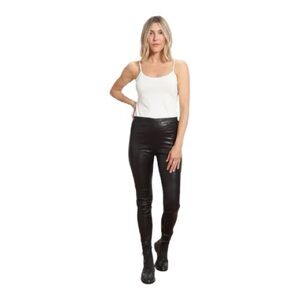 Peruvian Connection Bonded Leather Leggings, Black, M